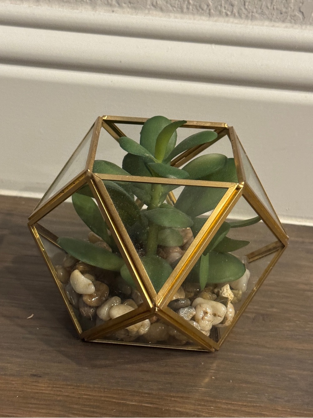 Opalhouse target Gold Geometric Glass Terrarium with Green faux Succulent